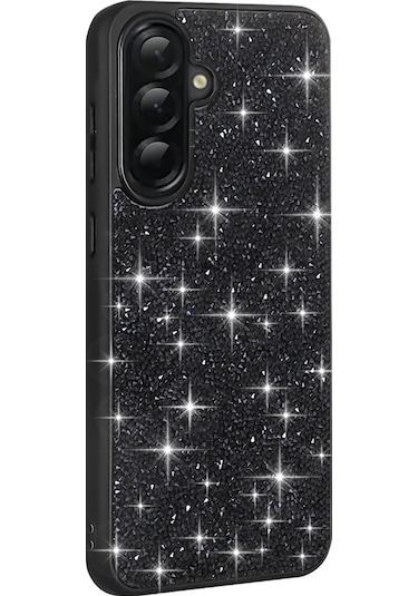 Samsung Galaxy Uyumlu A36 Kılıf Parlak Taşlı Tasarım Kamera Yükseltili Korumalı Kapak Pırlanta Gri