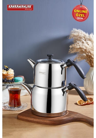 Kahramanlar Delux Mega Boy Black Çaydanlık Takımı Siyah