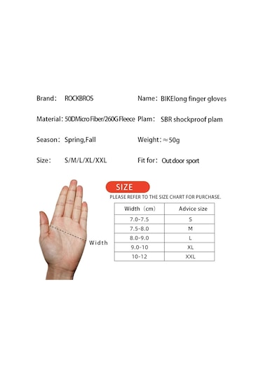 Rockbros S209 Bir Çift Rüzgar Geçirmez Dokunmatik Ekran Şok Emici Tam Parmak Bisiklet Eldiveni