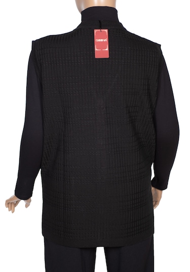 Hesna Kadın Nazan Büyük Beden Triko Düğmeli Cepli Siyah Yelek Siyah