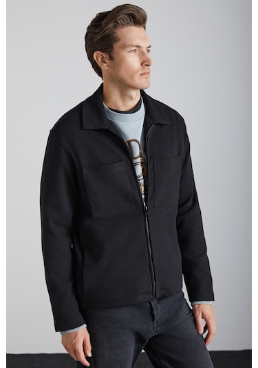 CALPE Erkek %100 Pamuk Siyah Ceket