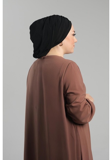 Siyah Pratik Hazır Geçmeli Tesettür Bone Sandy Büzgülü Salaş 2119 01 Siyah
