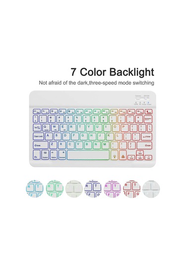 Çıkarılabilir Rgb Arka Aydınlatmalı Klavye Çok Renkli Uyumlu Samsung Galaxy Tab A9+ Deri Kılıf