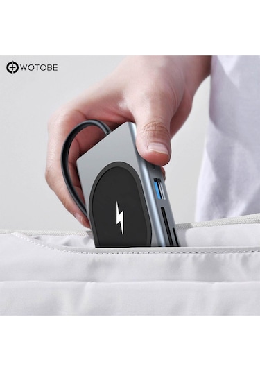 9 Portlu Kablosuz Şarjlı Usb-c Hdtv Hdmı Pd Sd Tf Rj45 Vga Dönüştürücü Adaptör