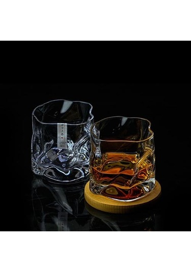 2 Adet Kırpma Kağıt Düzensiz Şekil Kristal Faceted Der Whiskybecher Viski Viski Kaya Cam Yapıt Şarap Kupası Eski Moda Cam Açık Gri