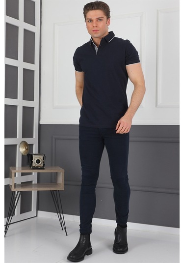 T8579 Dewberry Erkek T-shırt-lacivert Lacivert