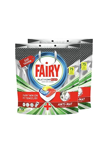 Fairy Platinum Plus 150 Yıkama Bulaşık Makinesi Deterjanı Kapsülü Tableti 75 x 2