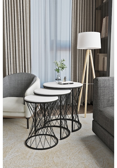 Emga Home Zenith Zigon Sehpa - Beyaz Beyaz