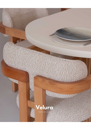 Almina Yemek Odası Takımı Yemek Masası + 4 Adet Sandalye Beyaz