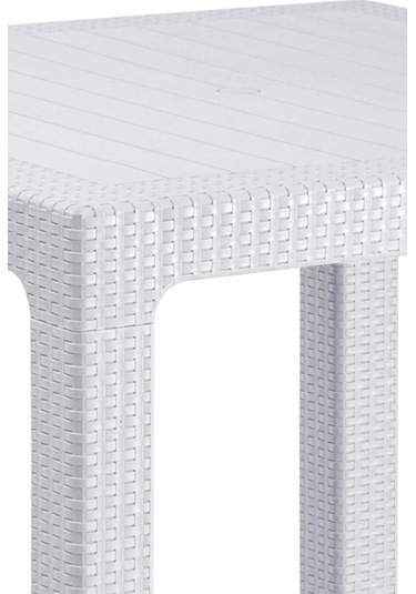 Camlı Beyaz 90x150 Cm Rattan Bahçe Balkon Masası Beyaz