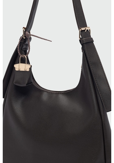 Guts Charmlı Salaş Omuz Çantası Kahve Kahverengi - Siyah - Bej