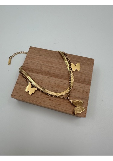 Xbaby Kelebek Figürlü Gold Çelik Bileklik Gold