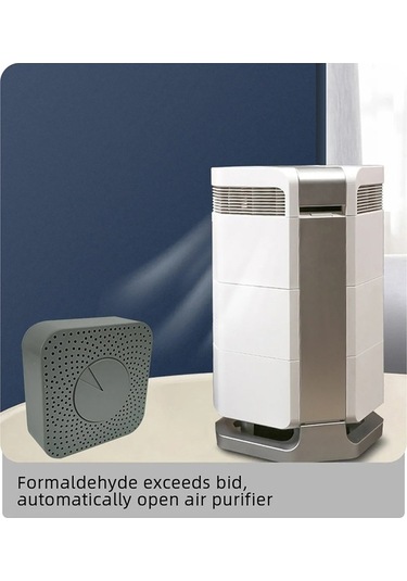 Supermarket1 Zigbee Akıllı Hava İzleyici: Formaldehit, Co2, Voc, Sıcaklık & Nem, Alexa & Google Home, Alarm, Gri