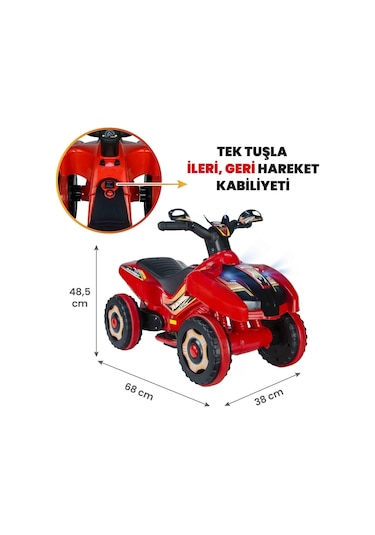 Kumandalı Akülü Araba 6 Volt 2-4 Yaş Kırmızı