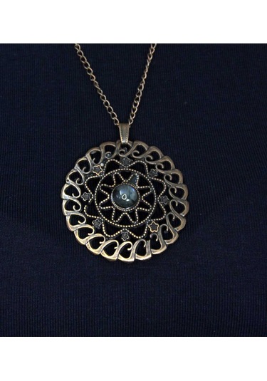 Doğal Taş Labradorit Doğal Taşlı Yuvarlak Model Antik Kadın Kolye Euk47lbt Gri