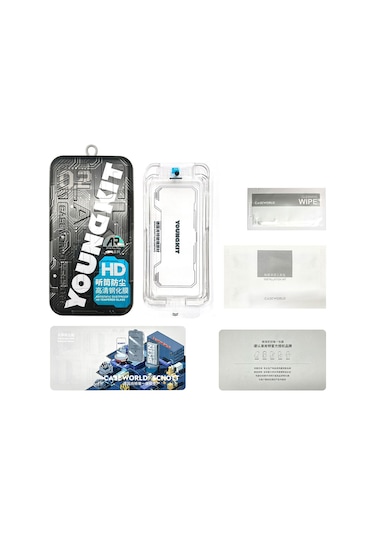 İphone 14 Pro Uyumlu Youngkit Antistatik Ve Antidust Kolay Uygulama Aparatlı Cam Ekran Koruyucu