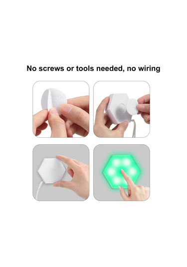 Rgb Led Renk Değiştiren Altıgen Dolap Işığı Beyaz 6 Adet Beyaz