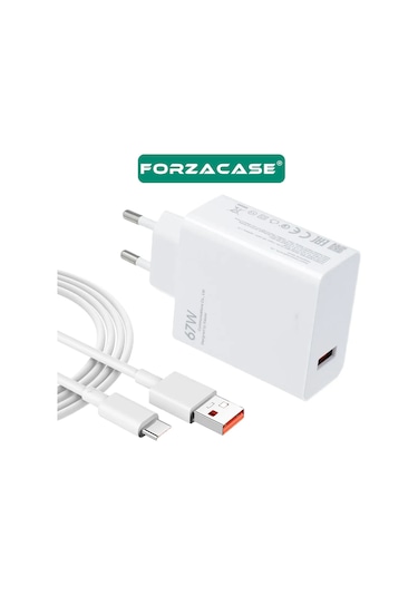 Forzacase Galaxy Tab A9 Serisi İle Uyumlu Hızlı Şarj Destekli 67w Type-c Usb Şarj Cihazı Seti Fc996 Beyaz