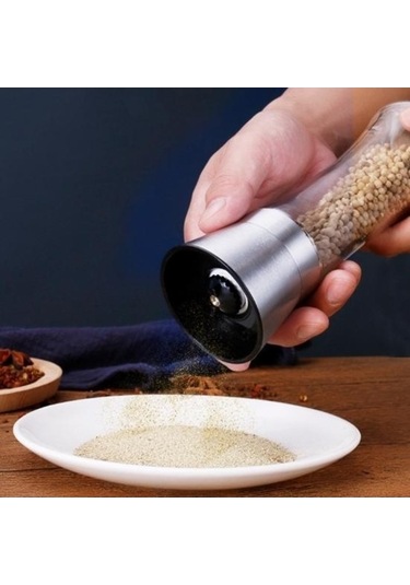 Besthome1 Karabiber Değirmeni Emek Tasarrufu Sağlayan Paslanmaz Çelik Taşınabilir Şişe Baharat Kırıcı Aksesuar Şeffaf