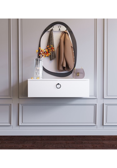 Dar Girişler İçin Duvara Monte Beyaz Dresuar Beyaz