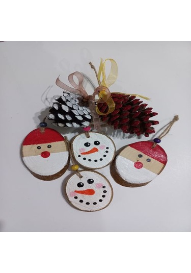 Noelbaba Figürlü Ahşap Yılbaşı Süsü 01