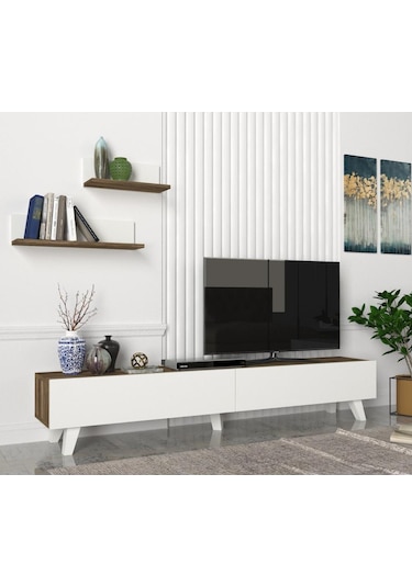 Dekorister Amerika Tv Ünitesi Beyaz-Ceviz