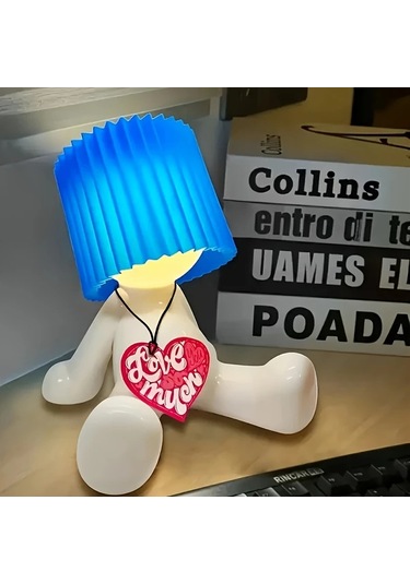 Honeybeeshop Mavi Yaratıcı Masa Lambası Yatak Odası Eğlenceli Gece Lambası Usb Güçlü Tatil Hediyesi Mavi