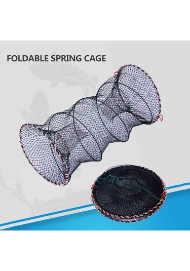 Kosona 80 Cm Uzunlukta 40 Cm Çaplı Çift Girişli Katlanabilir Galvanizli Çelik Ve Nilon Krab, Karides, Yengeç Tutma Ağı
