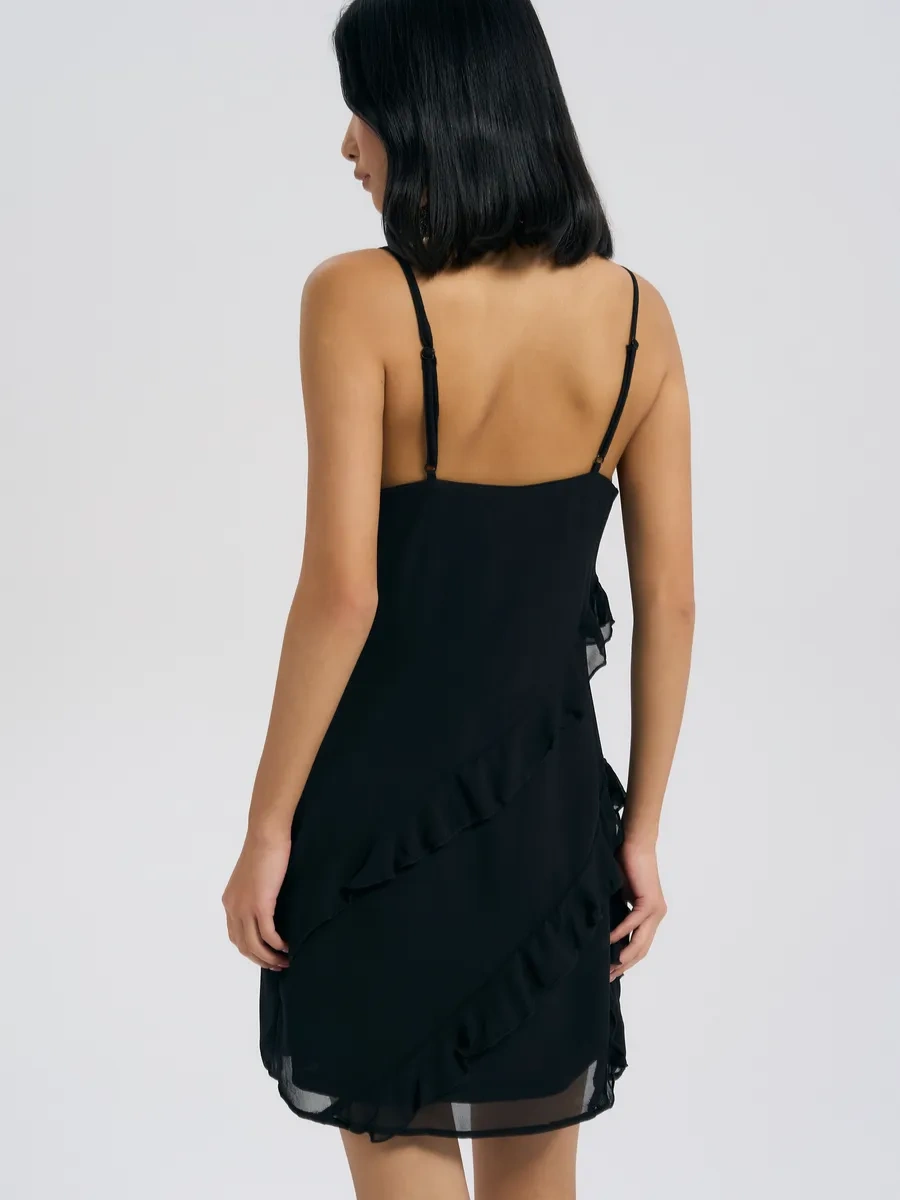Tvoe Şık Askılı Mini Elbise 356083359 Siyah