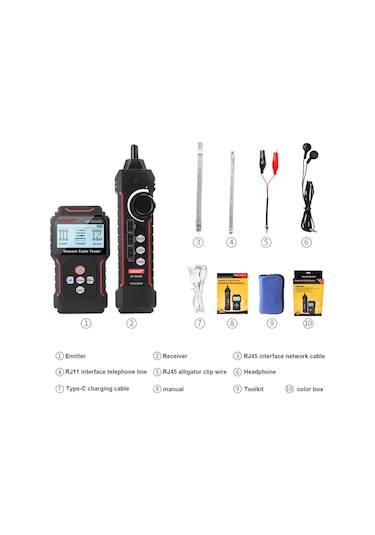 Nf-8209s-noyafa Nf-8209s Ağ Kablosu Takip Cihazı Lan Ölçü Test Cihazı Ağ Araçları Lcd Ekran Ölçü Uzunluğu Tel Haritası Test Cihazı Kablo Takip Cihazı