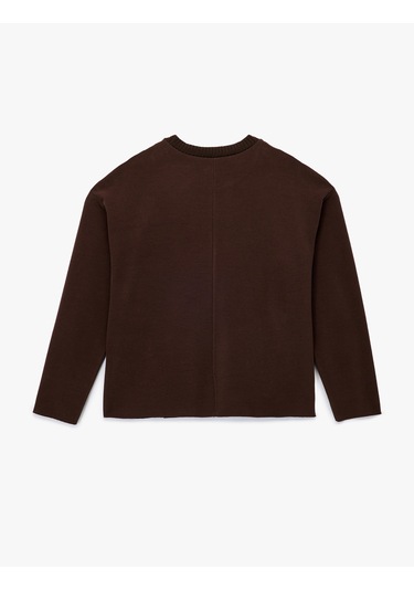Koton Uzun Kollu Bisiklet Yaka Basic Sweatshirt Kahverengi 6wak10092ek Kahve