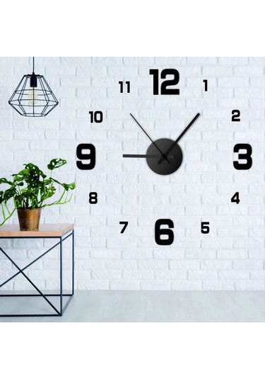 Gatherco Modern Çerçevesiz Kendin Yap Duvar Saati Büyük 3d Rakamlar Duvar Saati Ev Ofis Dekorasyonları Duvar Dekorasyon Sanatı Siyah