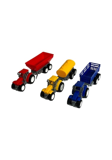 Traktör Oyuncak 3'lü Set Süper Farm Modern Design Römorklu Traktör Set Renkli
