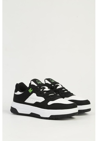Benetton Bnı-11509 Unisex Sneaker Ayakkabı Beyaz Siyah 36-40 Beyaz - Siyah