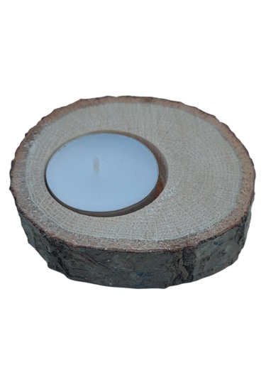 25 Adet - Ahşap Kütük Mumluk Meşe