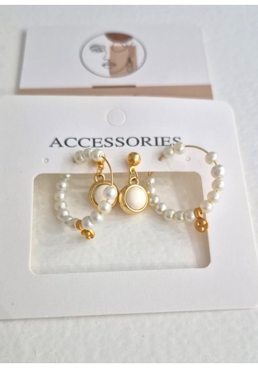 Glamglamour Gold Halka Sallantılı Dörtlü Küpe Set Gold