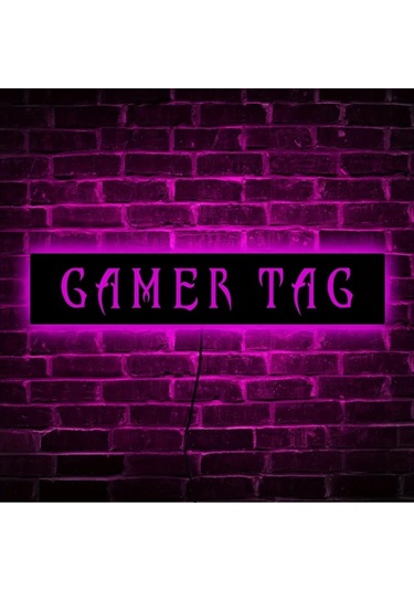 Willowhaven 1 Adet Font 12 11.81x2.36 Inç Özelleştirilebilir Oyuncu Isimli Usb Led Renk Değiştiren Gece Lambası Duvar Montaj Oyun Odası Hediyesi Ahşap