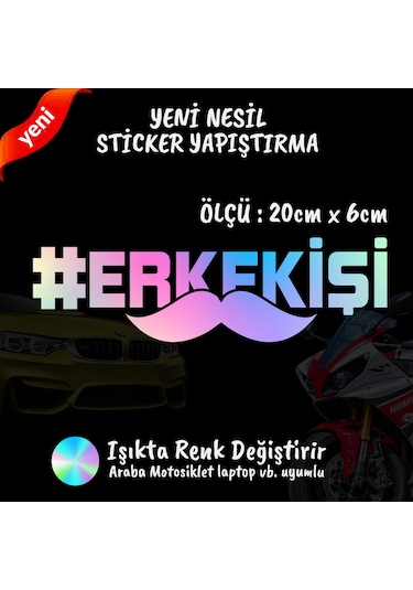 Erkek İşi 2 Adet Hologram Sticker - Modifiye Etiket Yazı