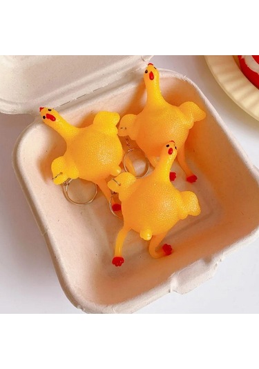 Yumurtlayan Eğlenceli Tavuk Anahtarlık 5224 Çok Renkli