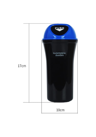 Cbtx Mini Araç Çöp Kovası İtmeli Kapak Tasarımı Araç Kapısı Bardak Tutucu Koltuk Arkası Plastik Çöp Kovası - Safir
