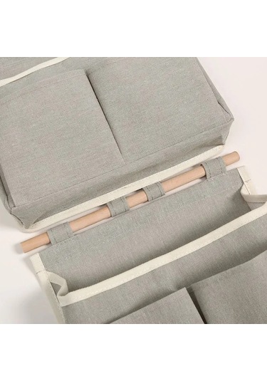 Kangvka Beyaz Kumaş Duvar Asılı Organizer - Makyaj, Mücevher Ve Aksesuarları Düzenleyen 25x23x6 Cm Depolama Çantası Gri