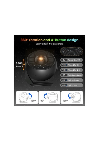 Honeybeeshop Fussıon 4k Hd Dünya Projektör Lambası Pro Siyah 13 Filtreli Usb Masa Lambası Ev Dekoru Uzay Temalı Aydınlatma Siyah