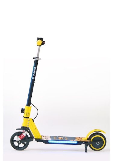 Elektrikli Çocuk Scooter 130w 3 Kademe Hız Ayarlanabilir Gidon Uzun Menzil Koruma Seti Hediye Sarı