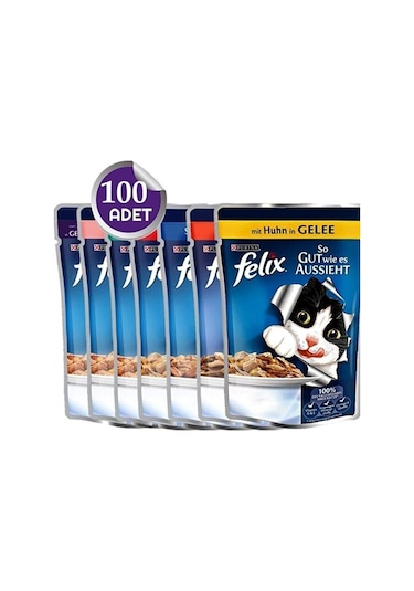 Felix Kedi Konservesi Karışık Poşet 100 Adet