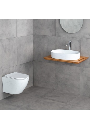 Et-w1200m8 Asma Klozet Mermer Desenli Mat Beyaz Mermer