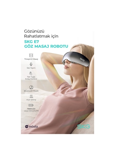 Skg E7-En Taşınabilir Akıllı Göz Masaj Aleti, Geleneksel Shiatsu, Altıncı Çakra Aktivasyonu, Şakak-Göz Çevresi Siyah
