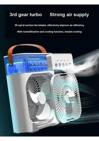 Buharlı Hava Soğutucu, Taşınabilir Portatif Klima Buzlu Vantilatör 5 Sprey Delikli İle Renkli