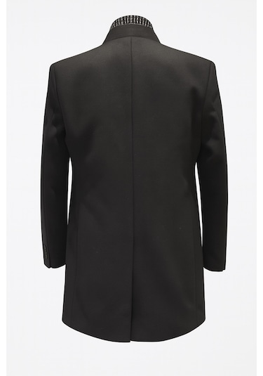 Plus Scorpion Erkek Uzun Kaşe Kaban İtalyan Kesim Slim Fit Şık Model Siyah