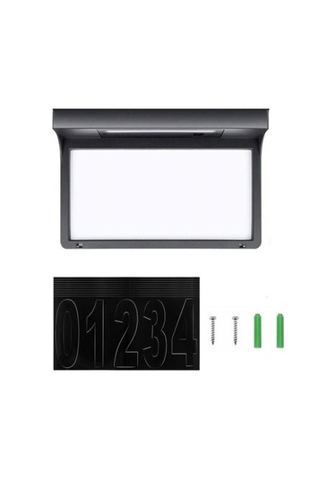Ebitda Modern Güneş Enerjili Metal Ev Numarası Led Işık - Su Geçirmez Bahçe Lambası 22,5x17,5 Cm