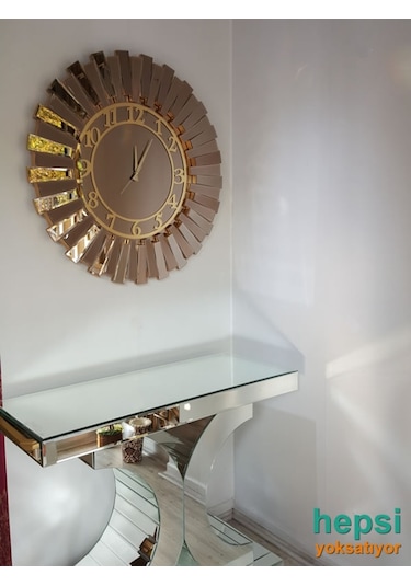 Güneş Golden Latin Bronze Altın Bronz 85 Cm Aynalı Duvar Saati